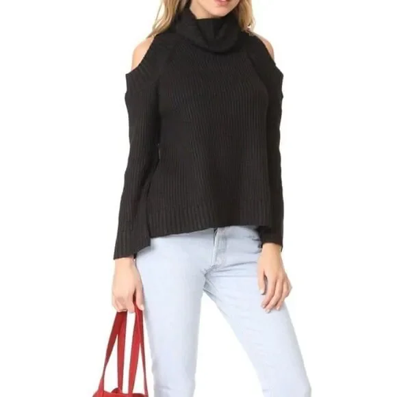 NWT J.O.A. Cold Shoulder Black Sweater Size Smallest - Picture 2 of 6